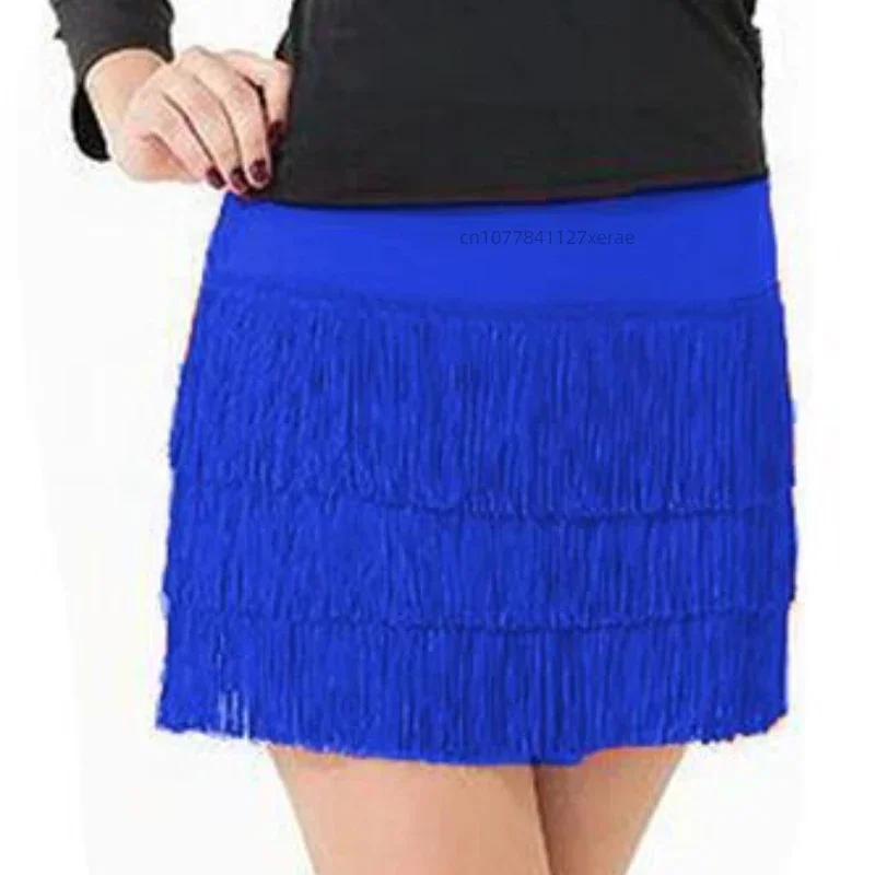 Latin Dance Costume Women's New Latin Dance Skirt Tassel Half Body Skirt Dance Dance Dress Training Dress Short Skirt Black Set