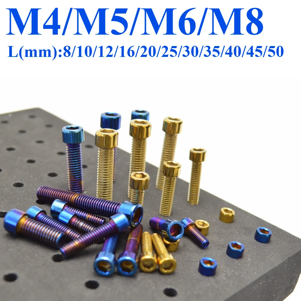 M5/M6/M8 Stainless Steel Round Head Hex Socket Bolt Titanium Plated Colorful Burnt Titanium Screw 125 Pitch Motorcycle