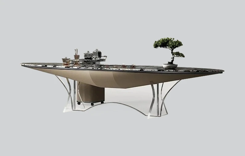 Y1 Natural marble tea table Modern minimalist high-end Kung Fu integrated suspension tea table