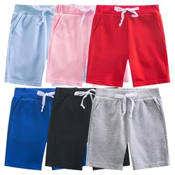 Calções de praia para crianças, monocromáticas, calcinhas de algodão, calça esportiva, criança, roupas infantis, meninos, meninas, verão, 2022