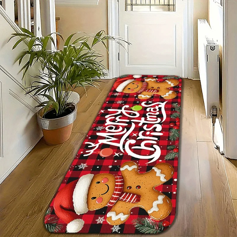 Cute Xmas Gingerbread Man Bedroom Living Room Laundry Floor Mat Entryway Area Rug Kitchen Runner Rug Anniversary Home Decor