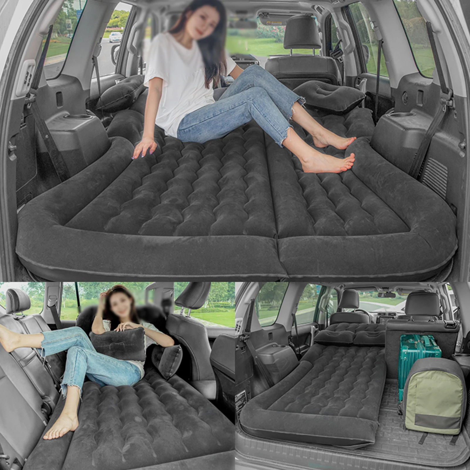 Car Air Bed SUV Air Mattress Inflatable Car Air Mattress Bed Car Inflatable Bed Back Seat Mattress with Two Pillows Durable Car