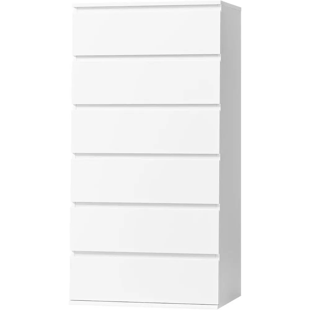 White Drer, 6 Der Drer with HandlelDer Cabinet | ern Tall loor Storage Cabinet with Metal Sliding Rail, 6-Layer Large acity Veal