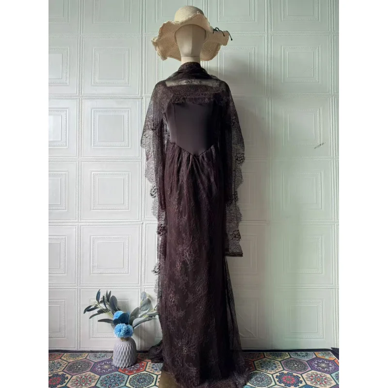 2025New الخريف نمط نوبل أنيقة طويلة الأكمام فستان طويل ثوب فاخر للنساء