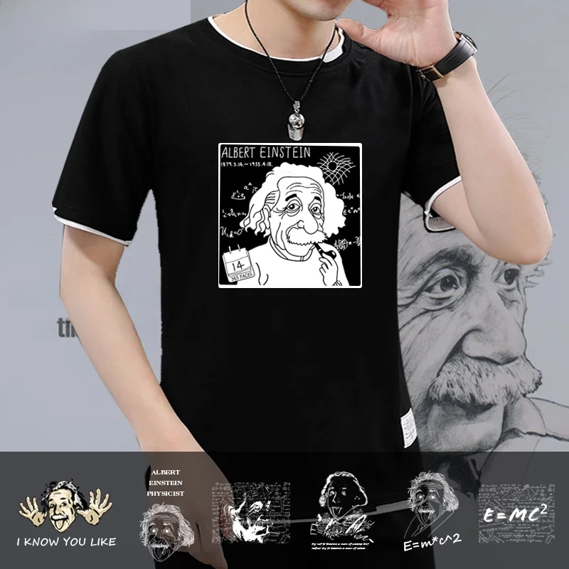 

Креативная футболка Einstein Prank Creative EMC² Mathematics Physics Chtry f Sve T-irt ex ort Sve свободного кроя, летняя, хлопковая