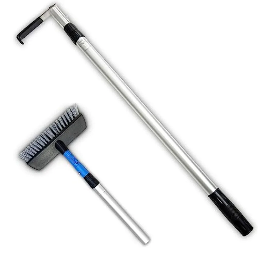 

Cargo Retriever Hook 6 ft Multi-Use Grabber Reach Tool with Debris and Snow Broom Telescoping Pull Pole for Pickup Truck Bed He