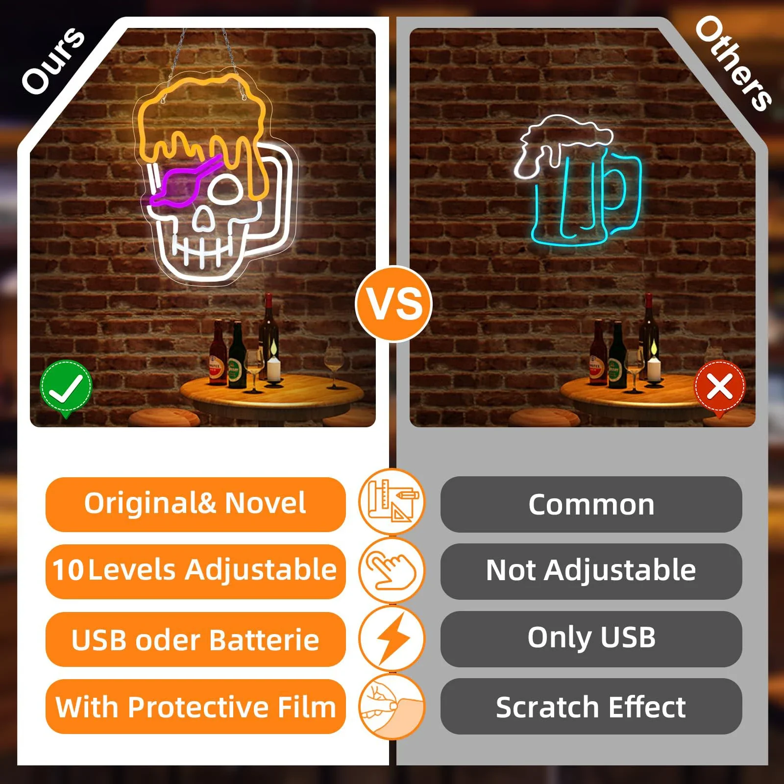 Halloween LED Neon Light Sign, USB-powered, Ajustável, Perfeito Decorações de Parede, Homem Caverna, Jogo, Quarto, Festa