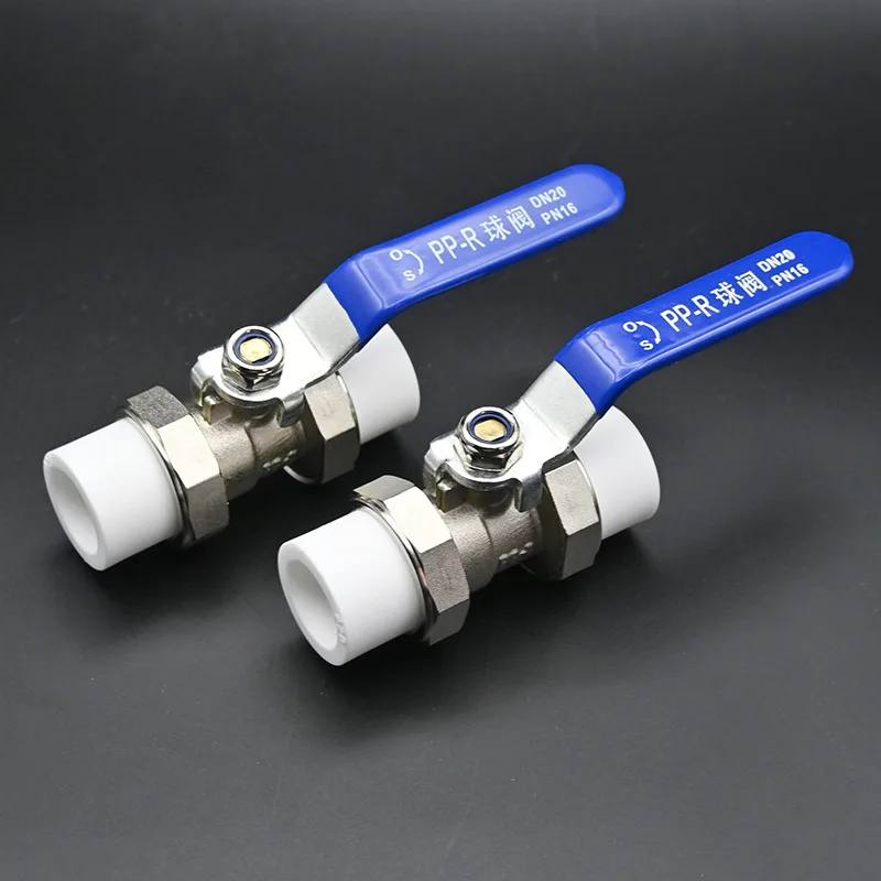 Household Plumbing Brass Double Union PPR Ball Valve Water Supply Control Stop Valve DN15 Multiple Sizes 20 to 63mm Pipe Fitting
