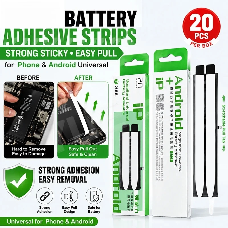 2UUL BA02 Universal Battery Adhesive Tape 20pcs Double Sided Thin Strong Sticker for Phone Battery Replacement Repair