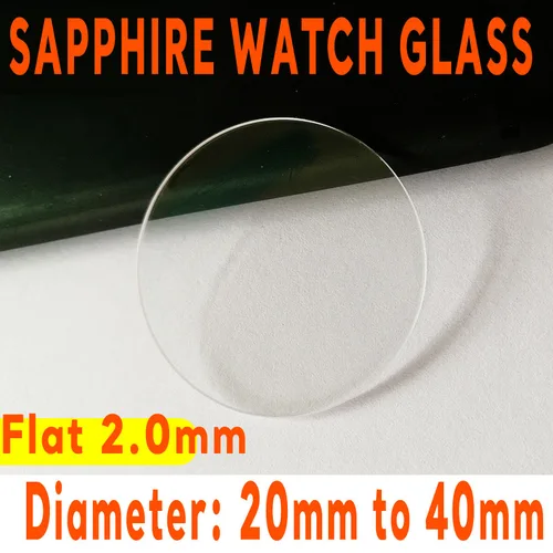 Cristal de reloj de zafiro plano de 2mm, repuesto redondo de 20mm a 40mm, lente de cristal para reloj mecánico, gafas Minerales, herramientas de reparación de relojes