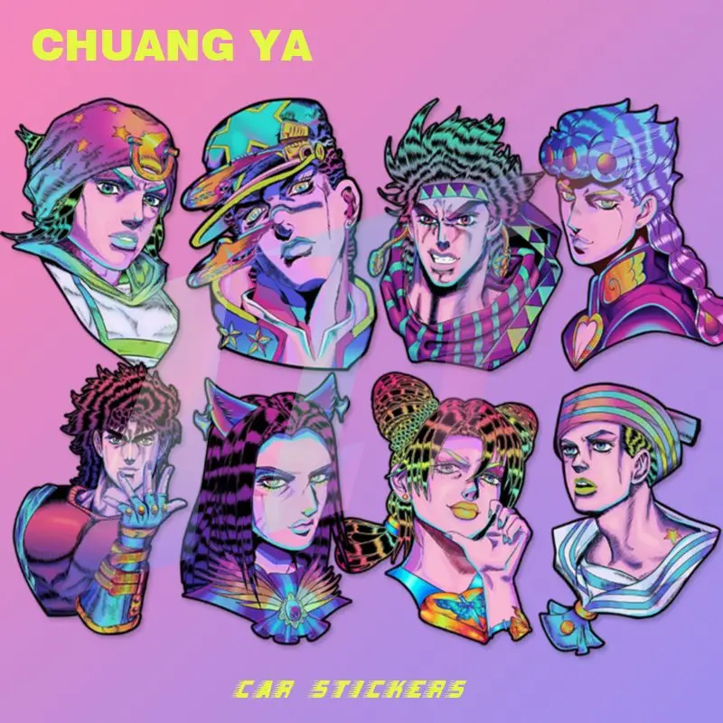 Pegatinas de JoJo's Bizarre Adventure Jonathan Joestar Josef Joestar periférico de animé para ventana trasera de coche, pegatinas decorativas para electrocar