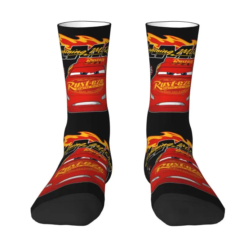 Fun Mens Retro   Lightning McQueen Car Dress Socks Unisex Breathbale Warm 3D Printed Cartoon Crew Socks