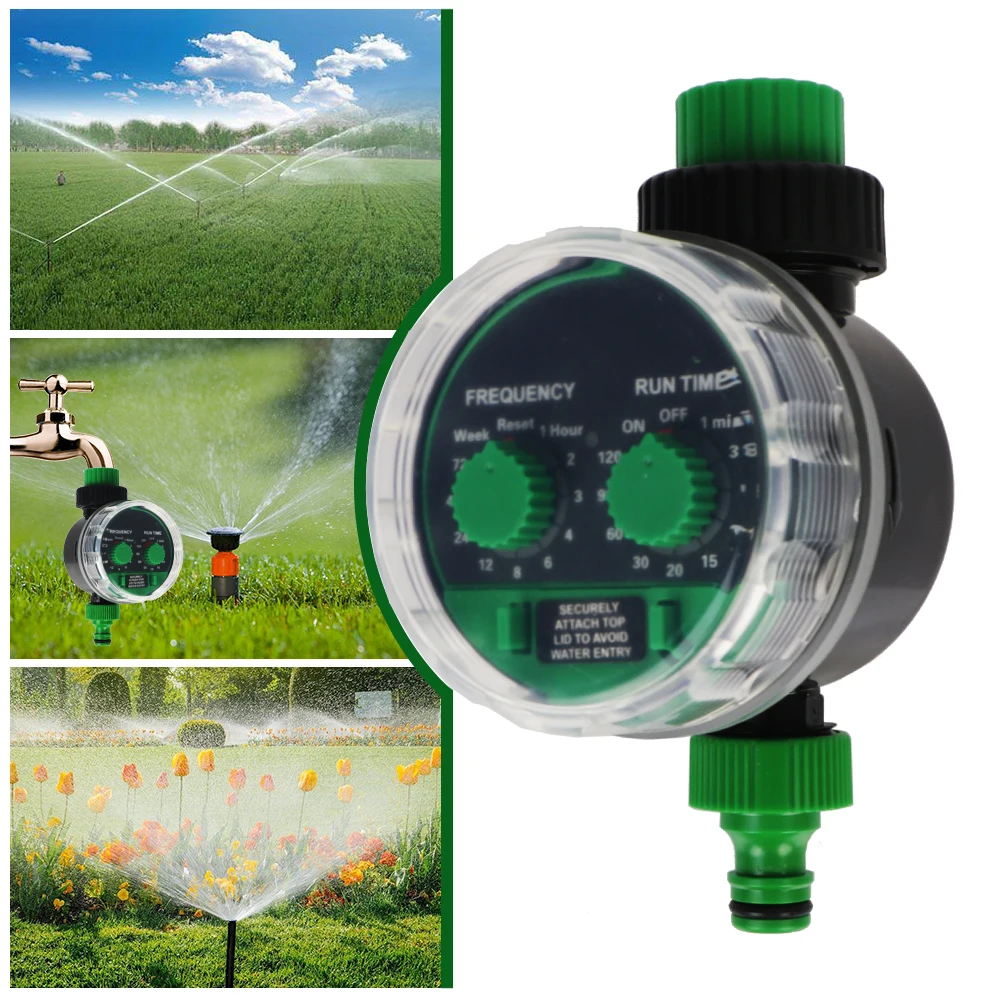 

Green Ball Valve Battery Operated Electronic Water Timer Garden Automatic Irrigation Controller Drip Irrigation System Two Dial