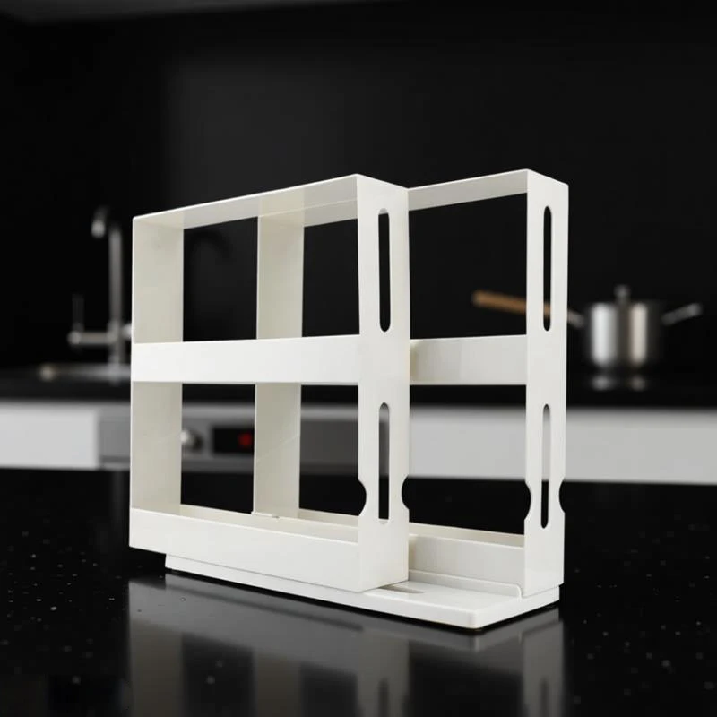 

1Pc Spice Storage Rack 90 Degree Swivel Item Storage Rack Countertop 2 Tier Storage Rack Small Storage And Organizer Rack