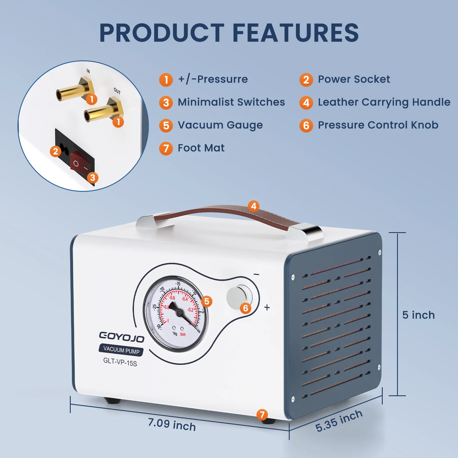 Bomba de vacío de laboratorio portátil, bomba de filtro de diafragma sin aceite, presión ajustable de 15L/min para filtro solvente, equipo de soplador de nitrógeno SPE
