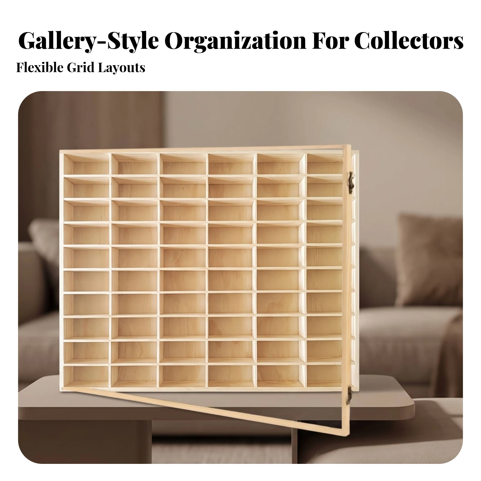 Storage Rack Space-Saving Toy Car Storage Shelf with Compartments Wooden Display Cabinet with Door Multifunctional
