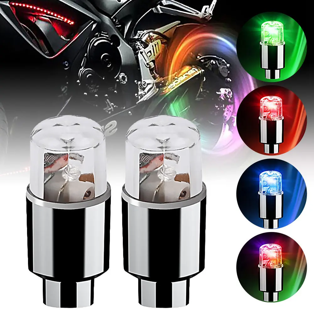 4Pcs Colorful LED Wheel Valve Lights Motorcycle Car Wheel Tire Valve Caps Universal Dustproof Bicycle Valve Cover