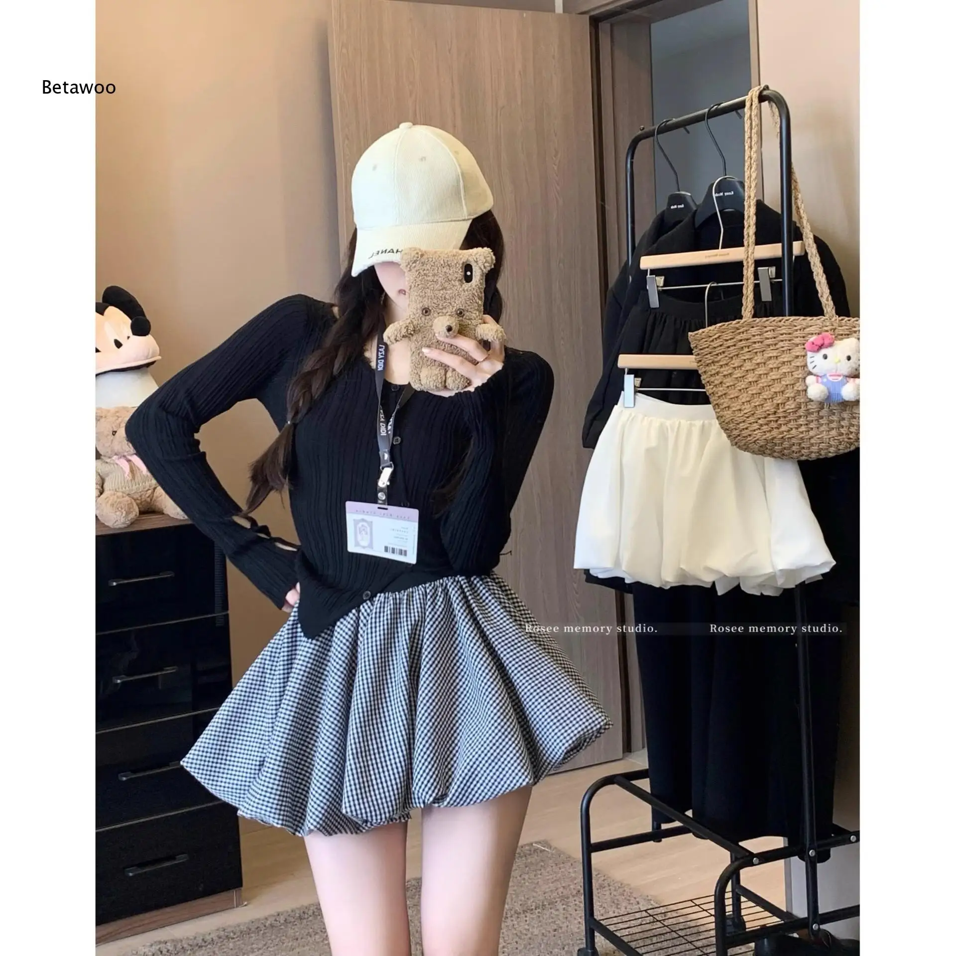 Women High Waist Bubble Mini Skirt with Inner Liner Anti Chafing Summer Fluffy Casual Short Skirt
