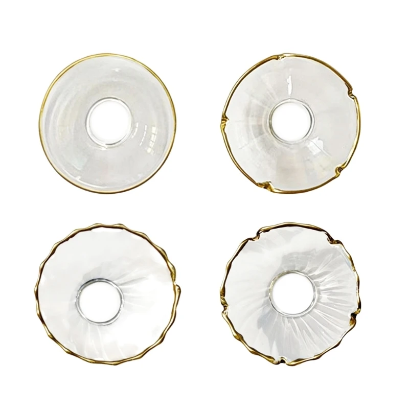 Packung mit 6 eleganten goldbesetzten Glas-Bobeches für Kerzenständer, Kerzenwachs-Fänger, Ringe für Heimdekorationen und Tisch – Detail 1