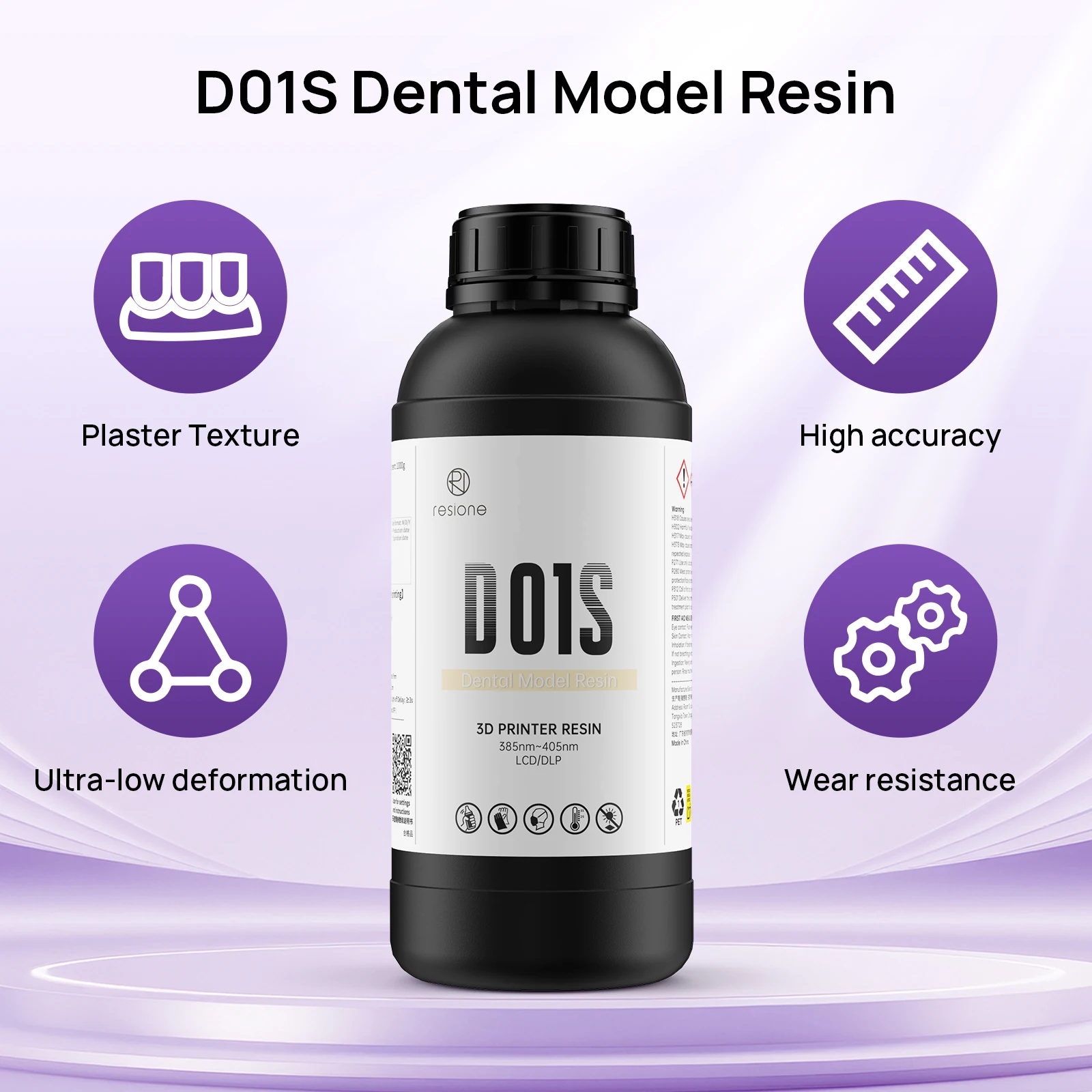 Resione Dental Resin – żywica do drukarek 3D o niskim skurczu, odporna na ścieranie i zarysowania, przeznaczona do drukarek Elegoo Anycubic Resin 405nm UV Resin 3D Printer. — zdjęcie produktu 2