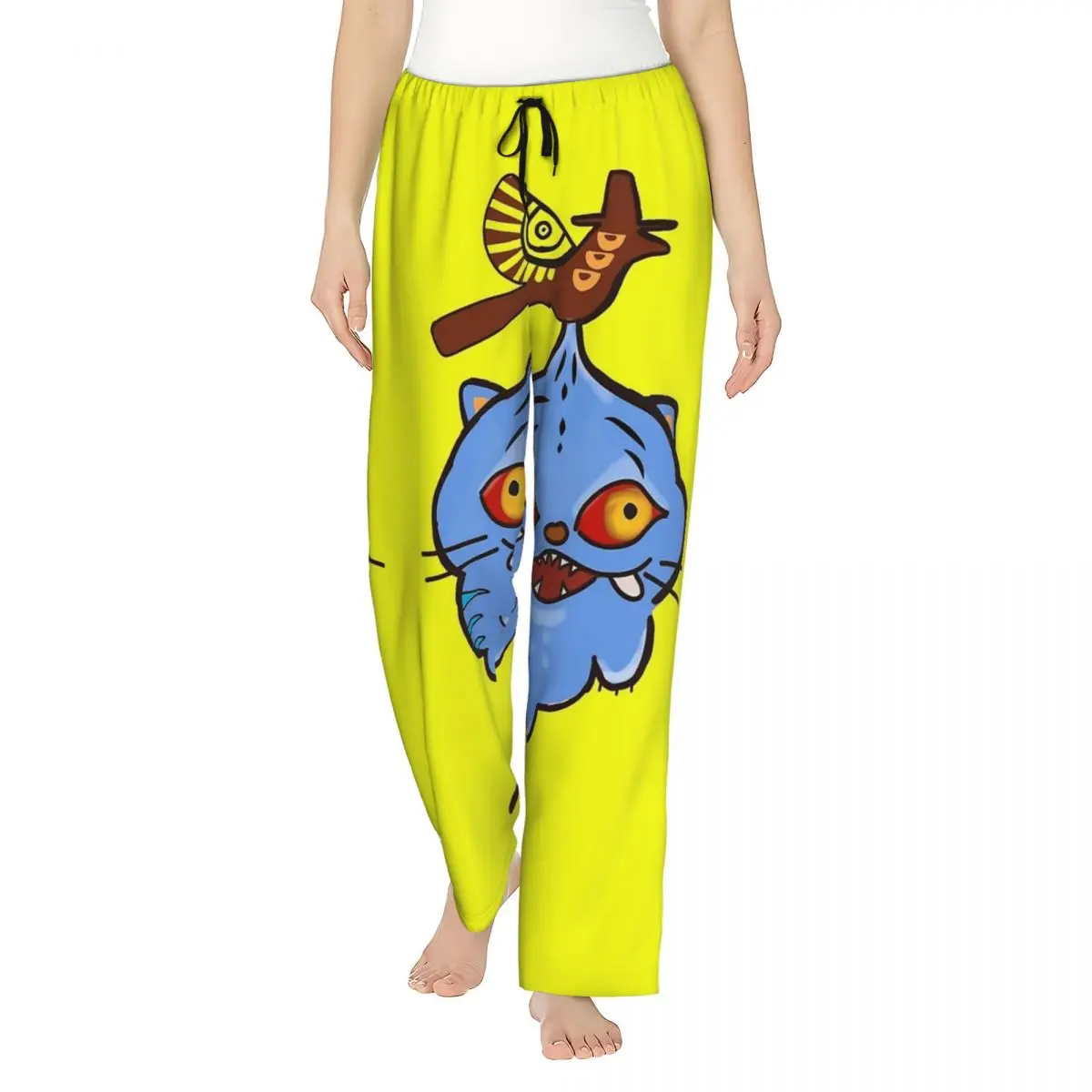 

KPop Demon Hunters Derpy Tiger And Bird Pajamas Lady Night Pajama Pants Autumn Breathable Sleeping Pants Oversize Home Trousers