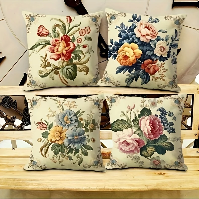 1pc Throw Pillow Covers Art Fashion Flowers And Flowers Decorative Throw Pillow Cases Home Decor (Insert Not Included)