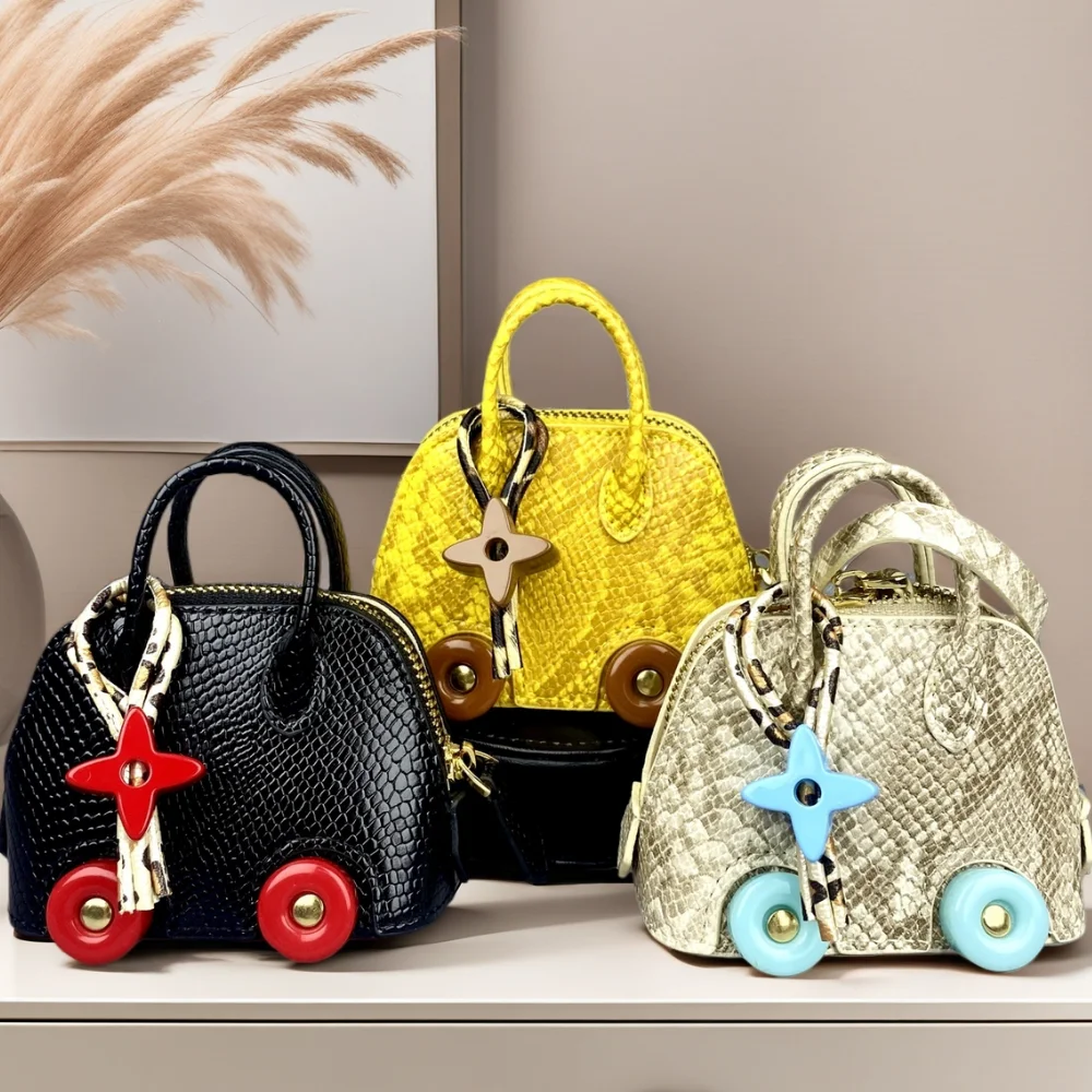 

Милый мини-кошелек из искусственной кожи с колесами - модный дизайн со змеиным принтом - сумка-подвеска для Airpod/помады/кабеля, органайзер, чехол-сумка, аксессуар