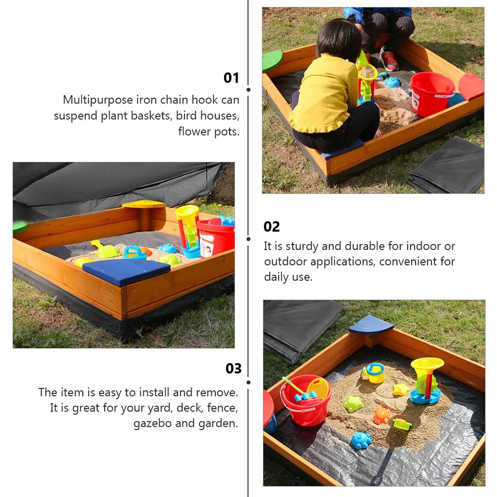 Black 120x120CM Children Sandbox Cover Waterproof Dustproof Outdoor Pool Protector Thick Wear Resistant Toy