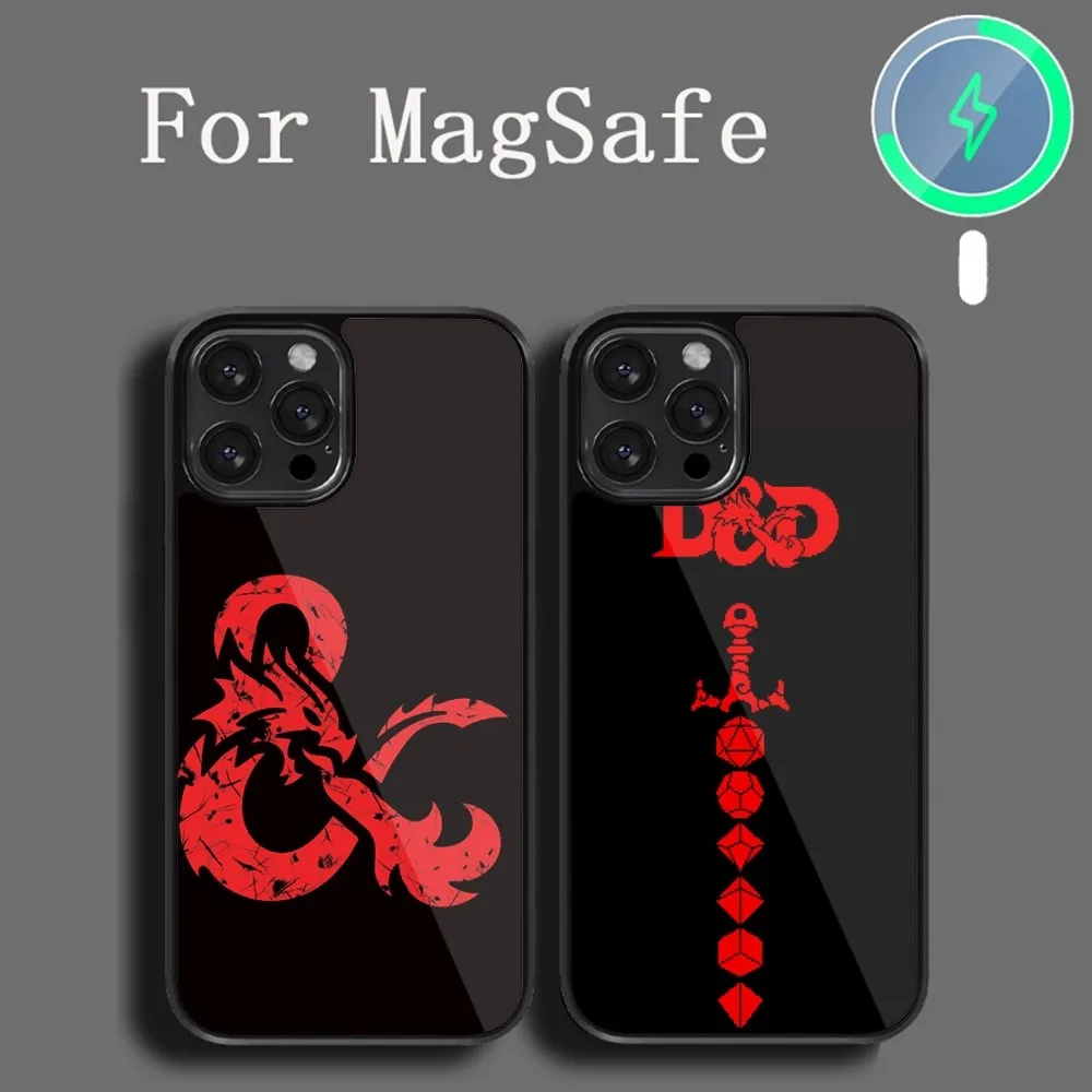 Game D-Dungeons D-Dragons D-DND Phone Case For iPhone 14 13 12 11 15 Pro Max Plus Magsafe Magnetic Cover