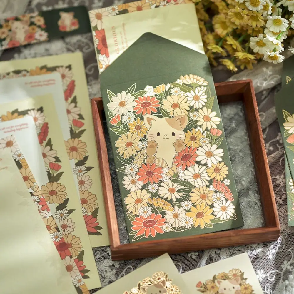 Multicolor Letter Stationery Floral Pattern Cartoon Animal Card Envelope Set Variety Designs Gift Writing Paper with Envelopes