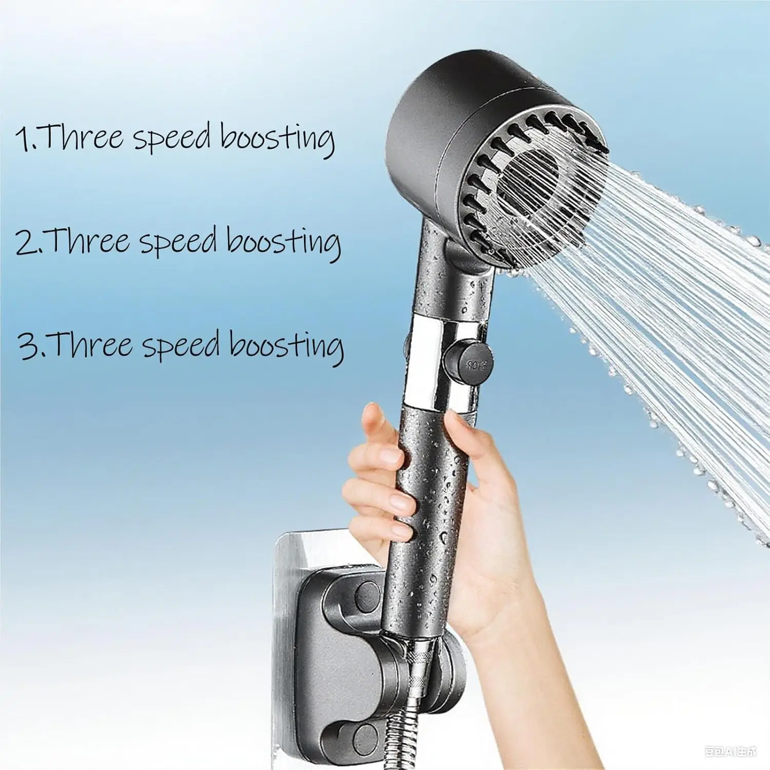 

CloudUda Modern Handheld Shower Head Set with Hose Black Matte Finish Multi-Function Spray Pattern Wall Mount Bracket