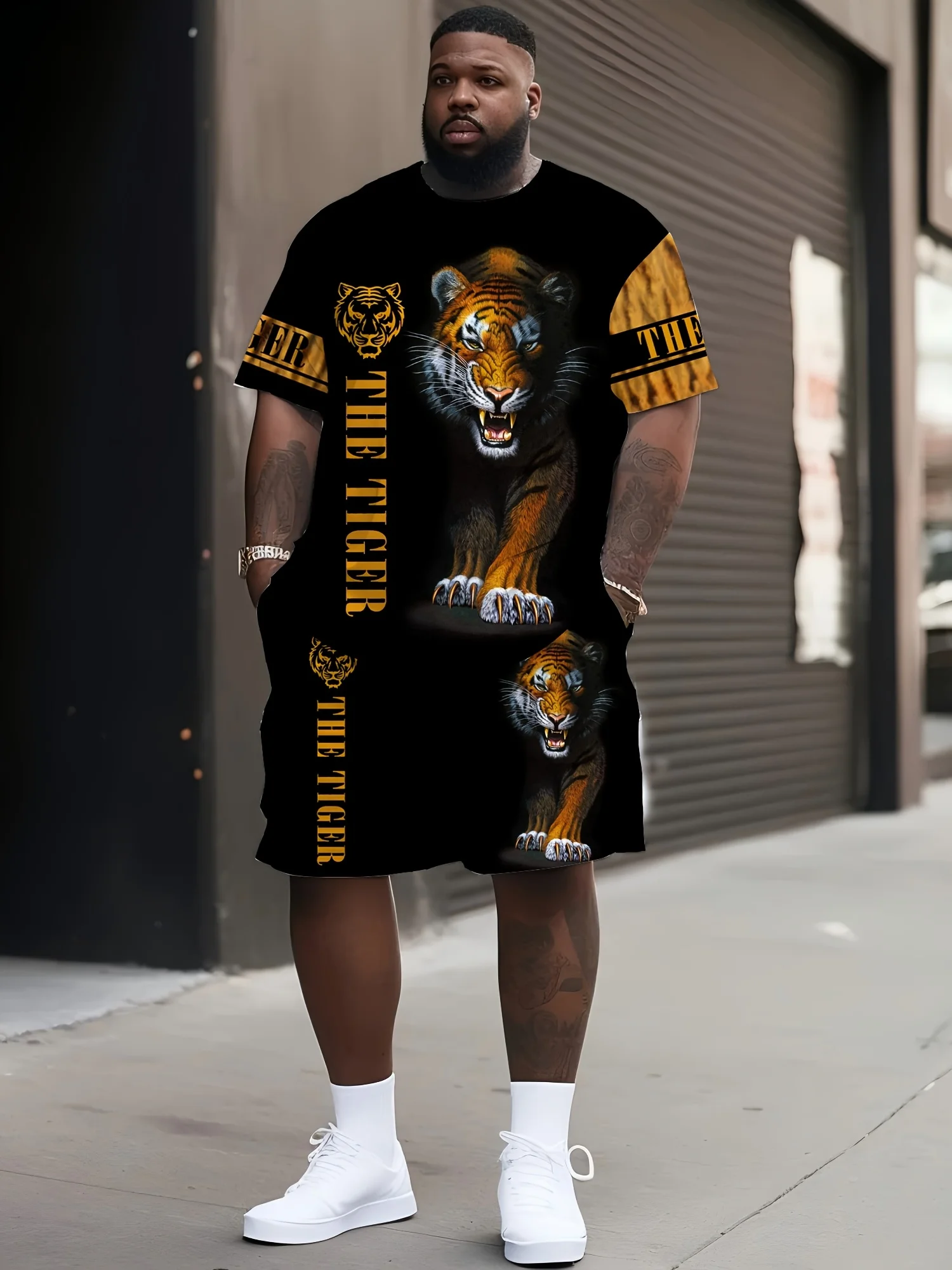 

Мужской комплект из футболки и шорт с 3D-принтом льва, больших размеров, для спорта, фитнеса, летнего уличного стиля, оверсайз, графический принт, 2 предмета, мужская одежда