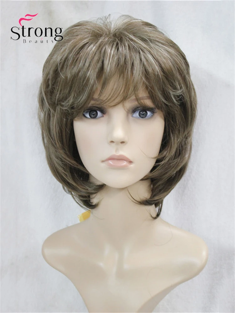 สั้น Soft Shaggy Layered Blonde Swept Bangs เต็มวิกผมสังเคราะห์ธรรมชาติ Wave วิกผมผู้หญิงสี CHOICES