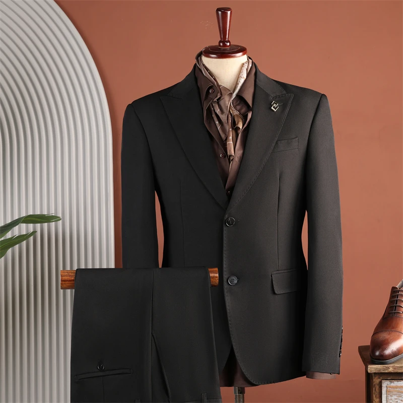 Men's 3 Piece Formal Suit Set Elastic Soft Fabric Anti Wrinkle Slim Tailored Outfit for Business Banquet Formal Occasions