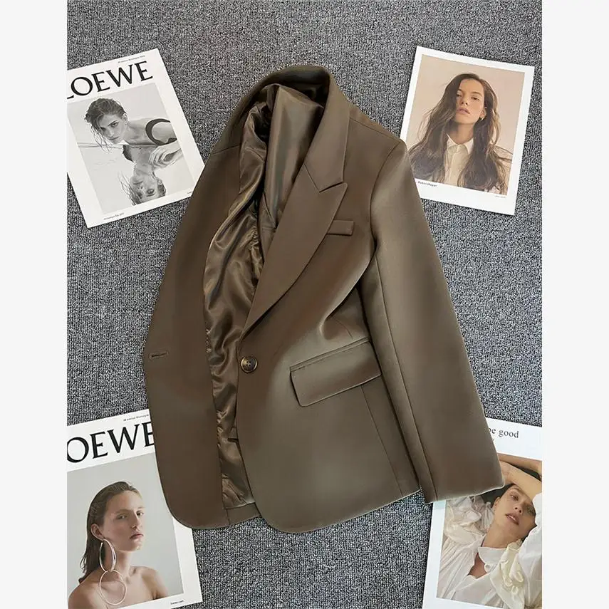 2024年春 レディースファッション ジャケットコート レディースジャケット 通勤スタイル 長袖 ポリエステル スーツカラー ワンボタン