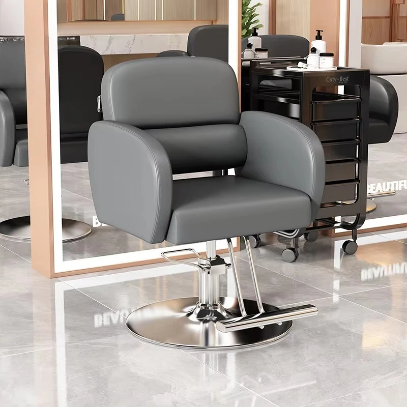 Barbershop Shampoo Styling Professional Hydraulic Salon Chair for Haircut Perm Hair Dye with Leather Reclining Beauty Lift