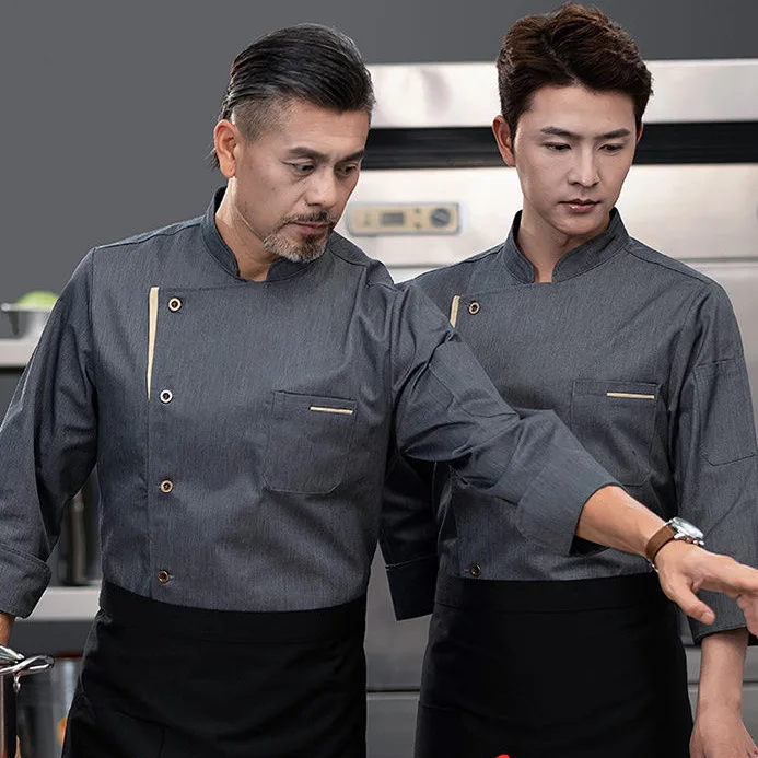 New High-end Hotel Chef Overalls Long-sleeved Restaurant Kitchen Catering Back Kitchen Cooking Clothes