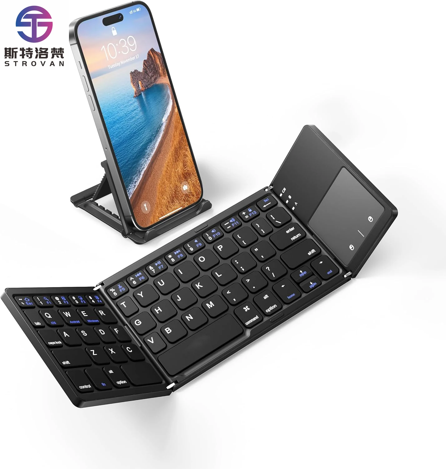Three bluetooth Multi Systems Mini Foldable bluetooth Keyboard Wireless Keyboard with Tochpad Foldable