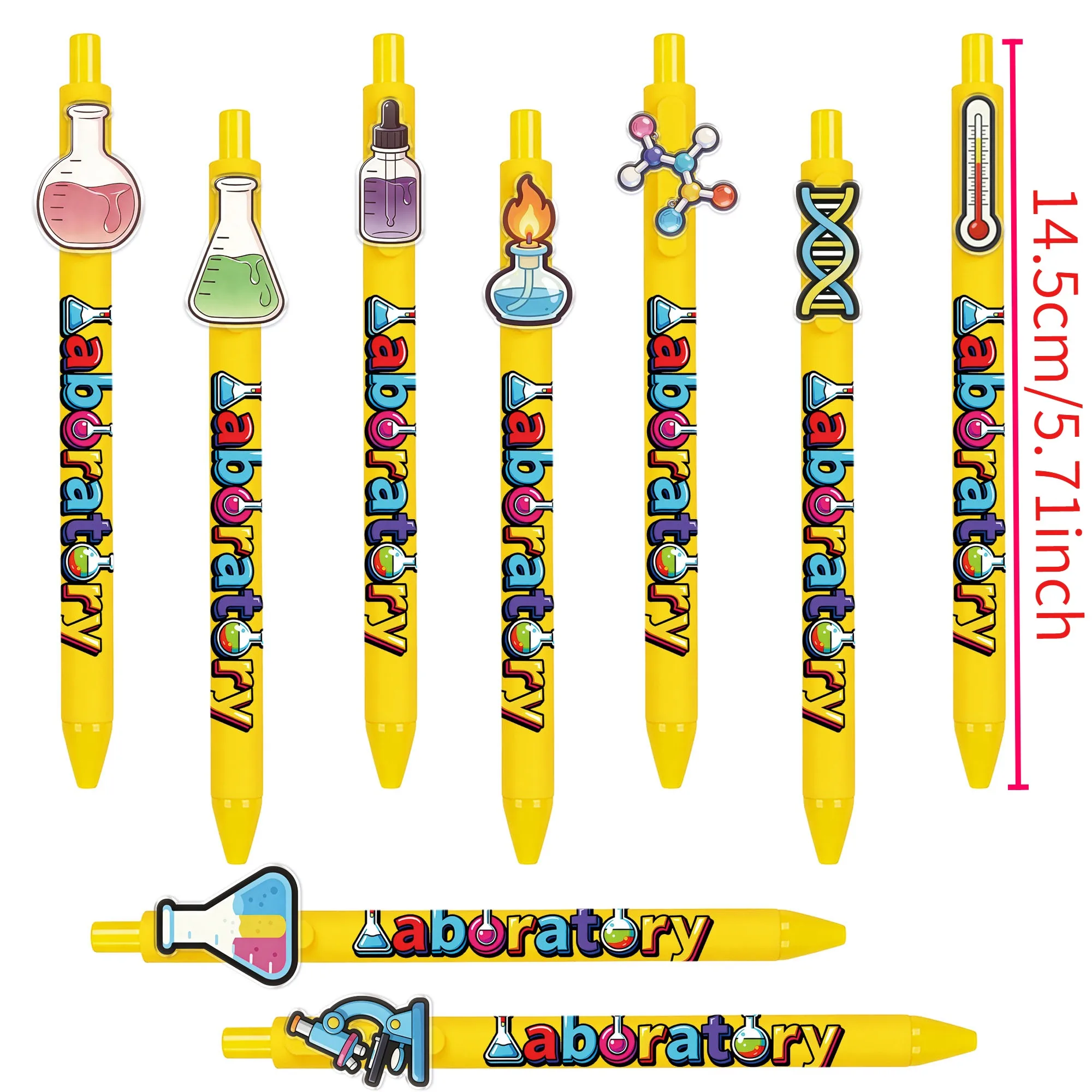 9pcs Laboratory Test Tube Theme Ballpoint Pen Laboratory Element Patch Pen Student Writing Gift Pen