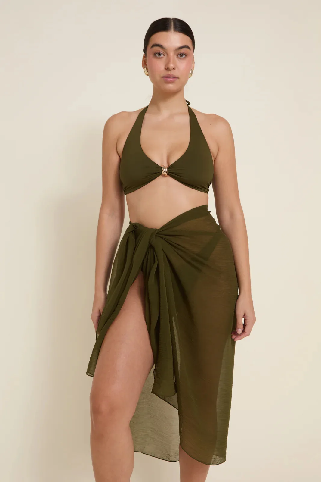 

Fashion Bandage Bikini With Skirt Women Swimwear Sexy Lady With Metal Ring Biquini Swimsuit Mujer Beahwear Female Part Outfits