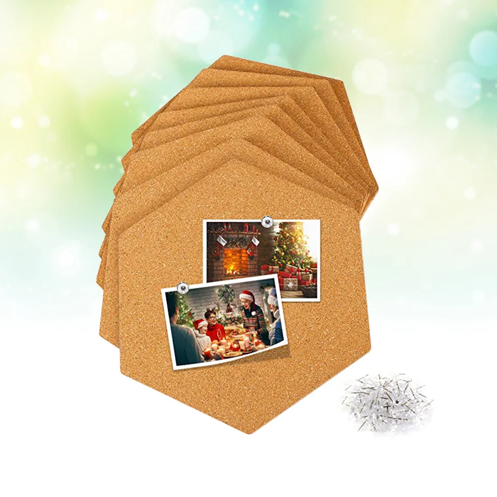 8 قطعة لوحات الفلين السداسية ذاتية اللصق خشبية صور جدار رسائل لوحات نشرة خلفية منظم للمنزل مكتب ديكور