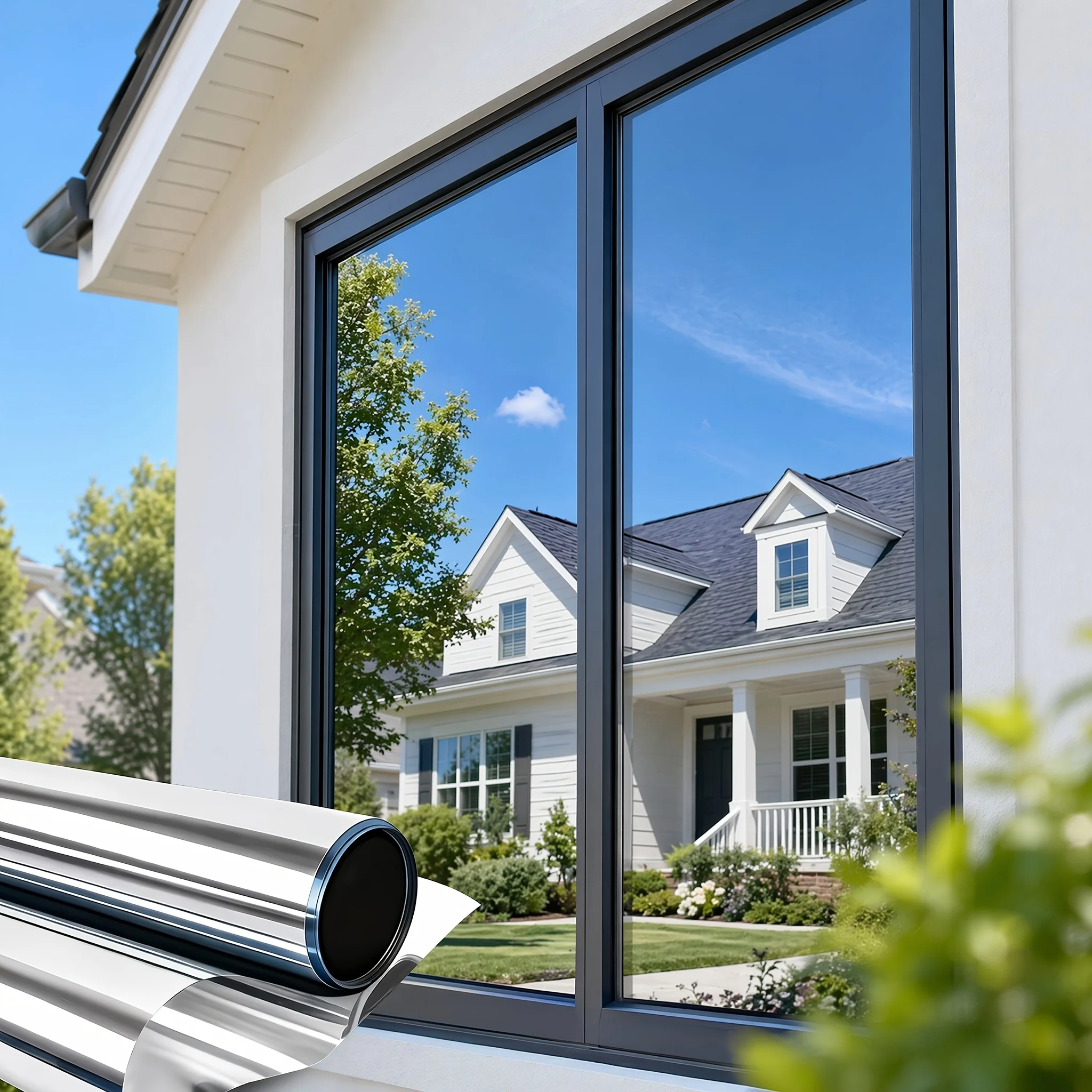 One Way Mirror Privacy Window Film Heat Control Anti Glare Sun Block Static Cling Removable for Home Glass