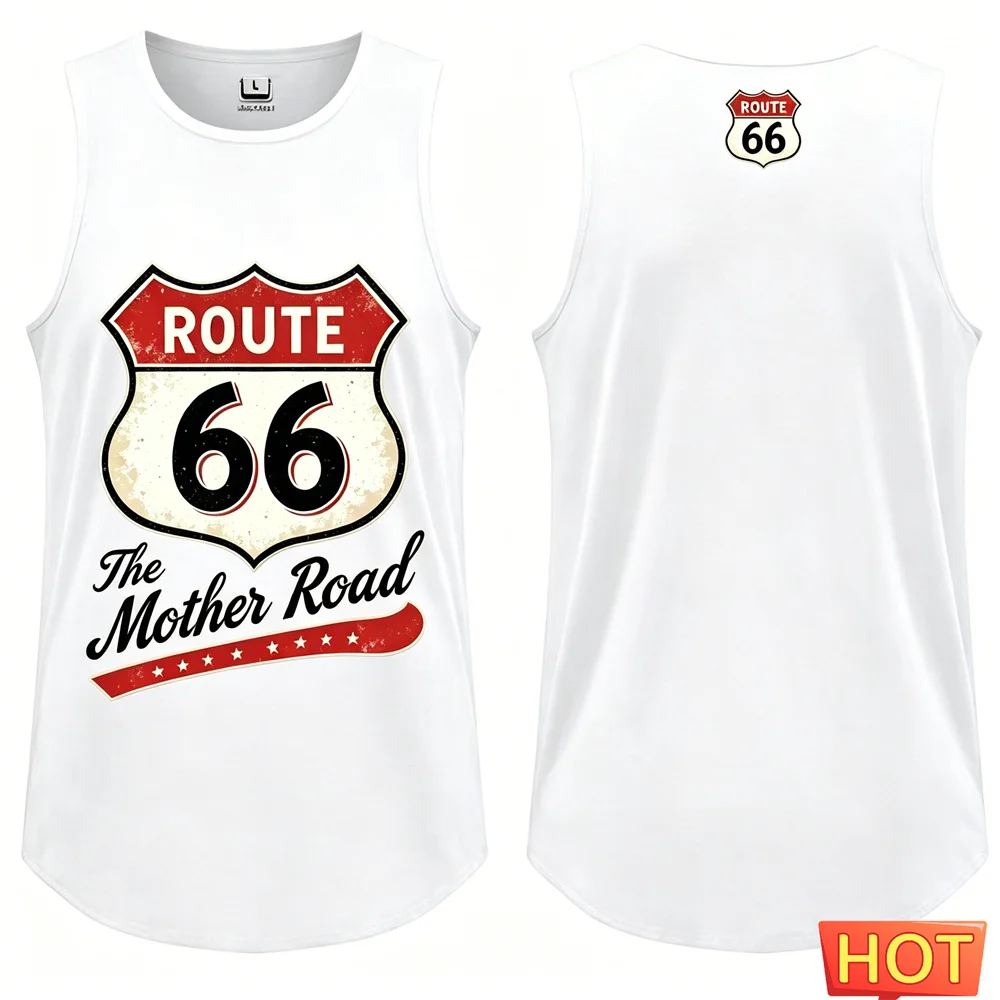 Men's Sleeveless T-shirt Summer Men's Nostalgic 66 men's t-shirts and tank tops Casual vests Tops Vintage Fashion Men's Clothes