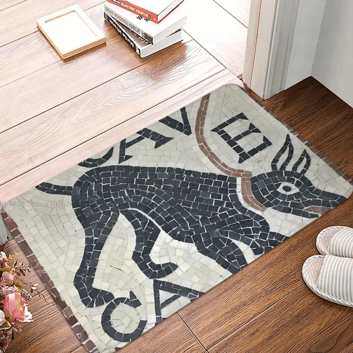 Ancient Romans Non-slip Doormat Cave Canem Mosaic Bath Kitchen Mat Outdoor Carpet Flannel Modern Decor