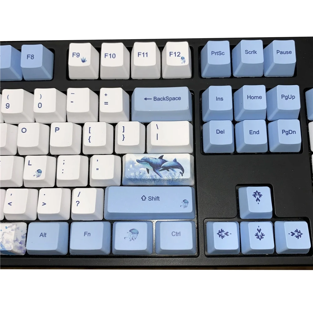 Blue Whale-teclas de sublimación PBT, 104 teclas, Universal Teclado mecánico, Compatible con Black Jazz AKKO, Etc.