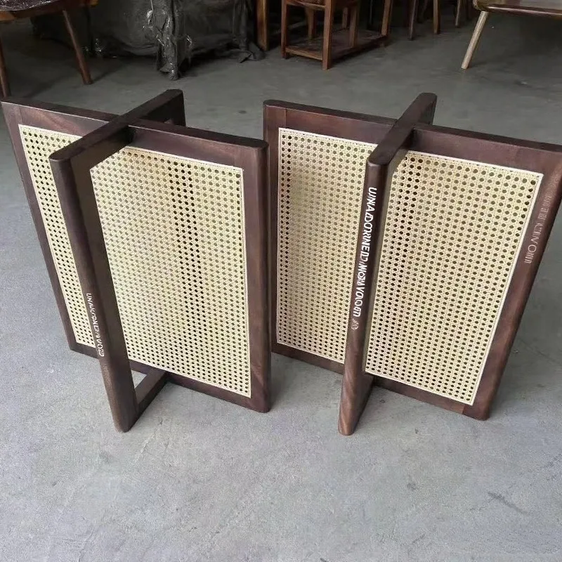 New walnut rattan braided surface special-shaped table legs solid wood bracket base table foot dining table support log