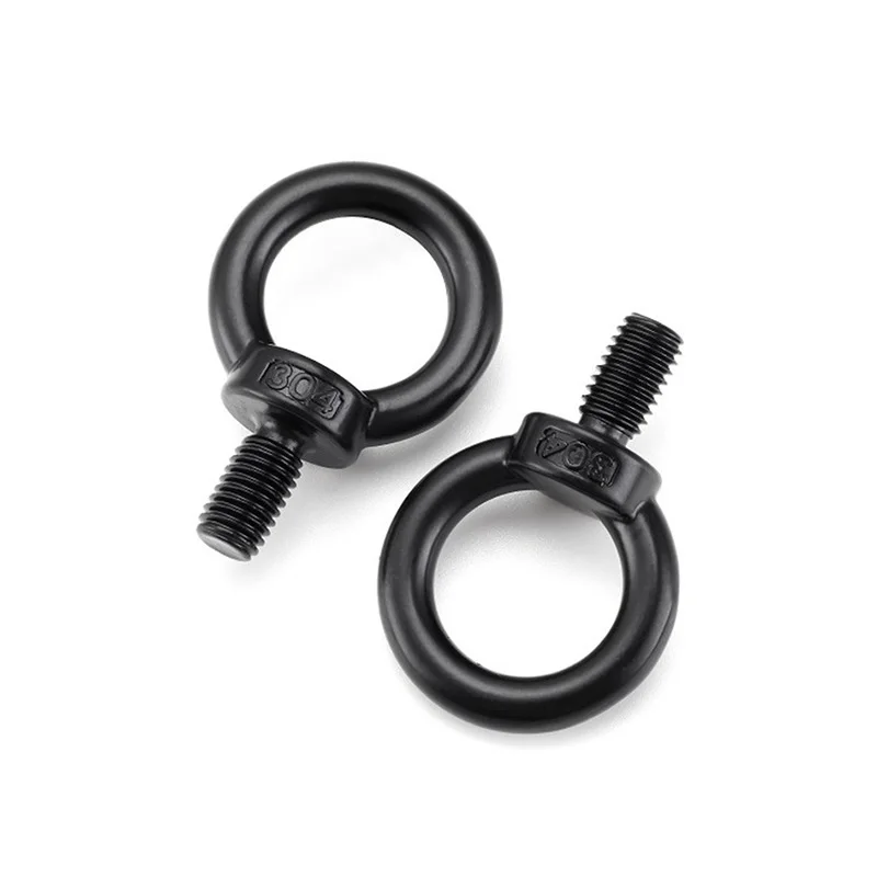 M6 M8 M10 Black 304 Stainless Steel Dacromet Coating Lifting Eyebolts 14 20 25 50 60 70 80mm Length  Lifting Ring Screws Nuts