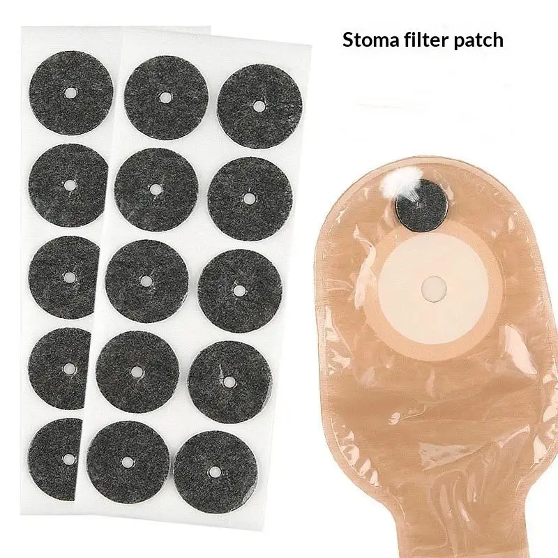 10/50 Patches Ostomy Bag Disposable Activated Carbon Filter Stoma Care Odor Bag Filter Sticker Ostomy Bag Stoma Protective Cover