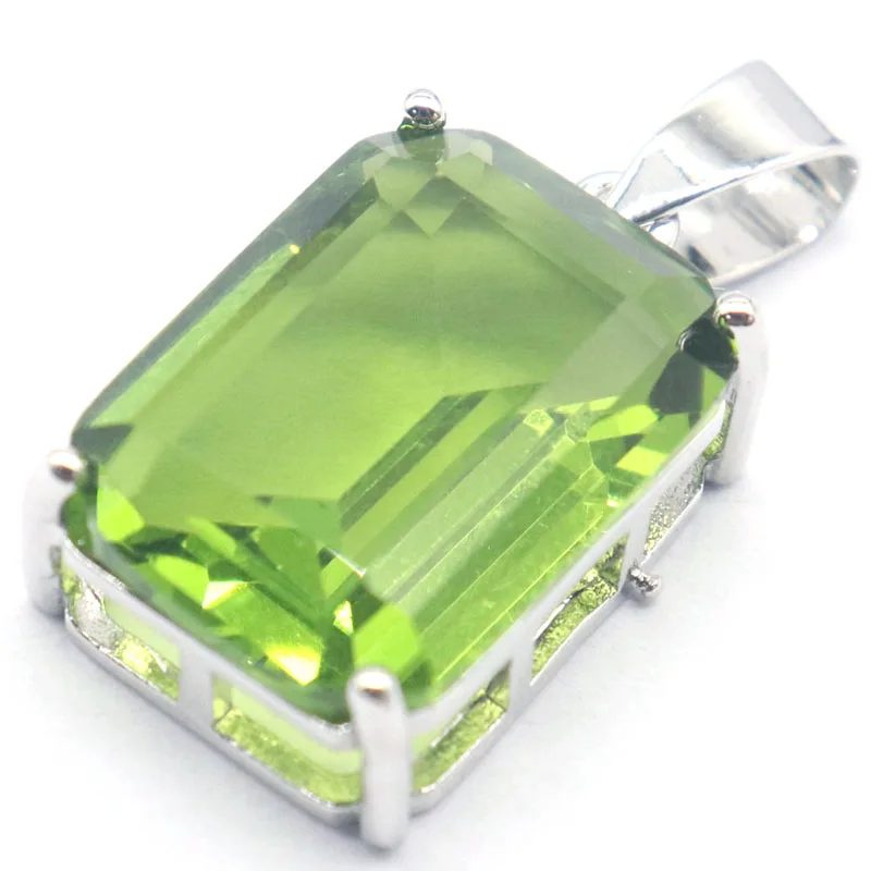Buy 4 Get 1 Free 23x13mm Rectangle Green Peridot Swiss Blue Topaz Purple Spinel For Sister Daily Wear Silver Pendant