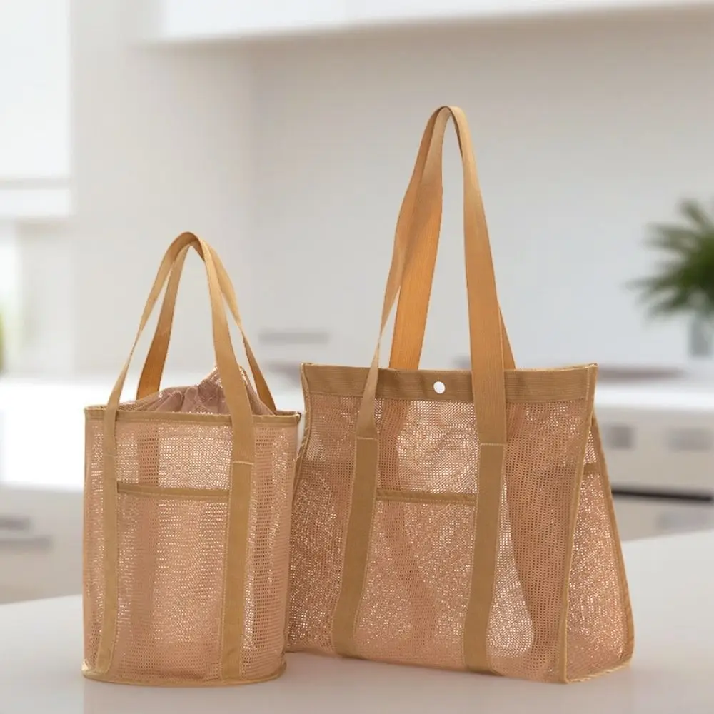 حقيبة يد شبكية للشاطئ ذات سعة كبيرة برباط خفيفة الوزن للسفر وحقيبة حمل قابلة للتنفس وحقيبة تخزين حمام محمولة للياقة البدنية